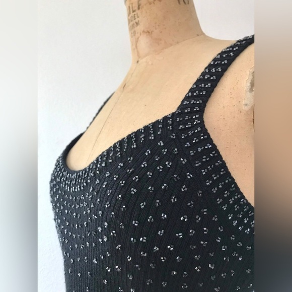 Vintage 60s Beaded Wool Blend tank top w matching cardigan - Picture 7 of 10